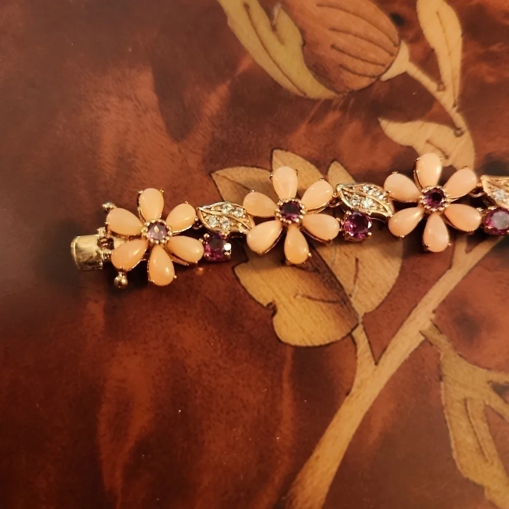 JTV Pink Opal 18k Rose Gold Over Sterling Silver Bracelet